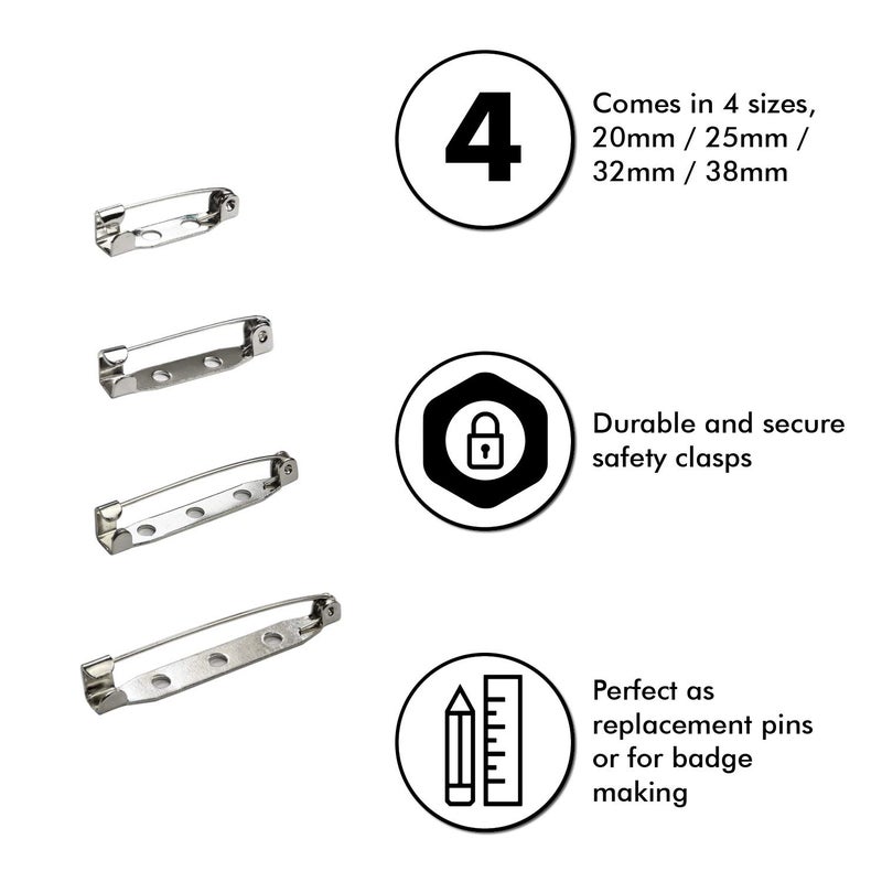 Millennial Essentials Bar Pins Brooch Clasp Pin Backs Safety Pin 100 Pieces Silver for Name Tags, Badges 1.5 Inch (38mm) - Image 2